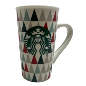 Starbucks Geometric Pattern Triangles Tall Holiday 16 oz Coffee Cup Mug‎